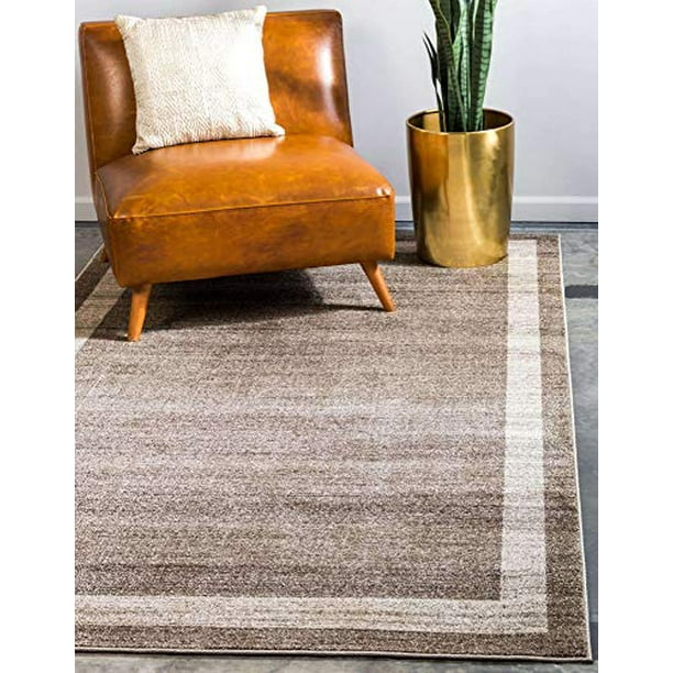 2' 2 x 3' Unique Loom Del Mar Collection Contemporary Transitional Area Rug Brown/Ivory 
